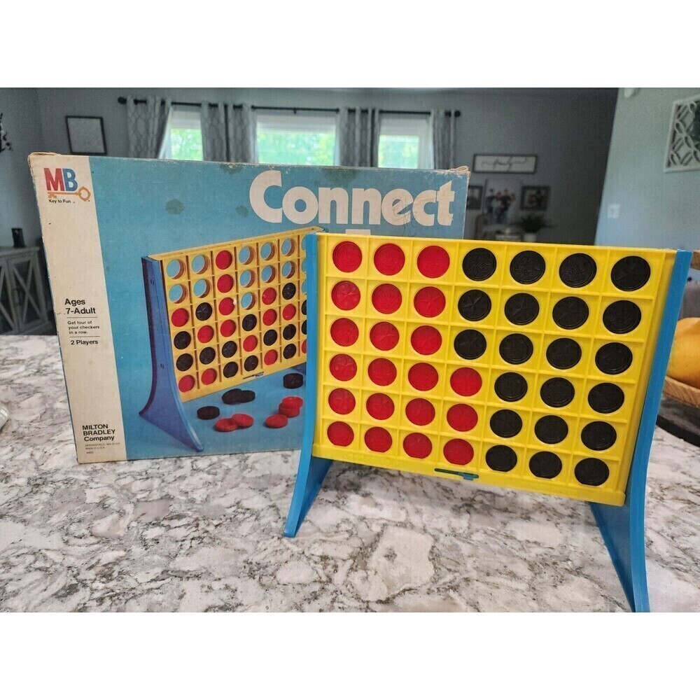 Vintage Milton Bradley Connect Four 4 Family Board Game Checkers 1978